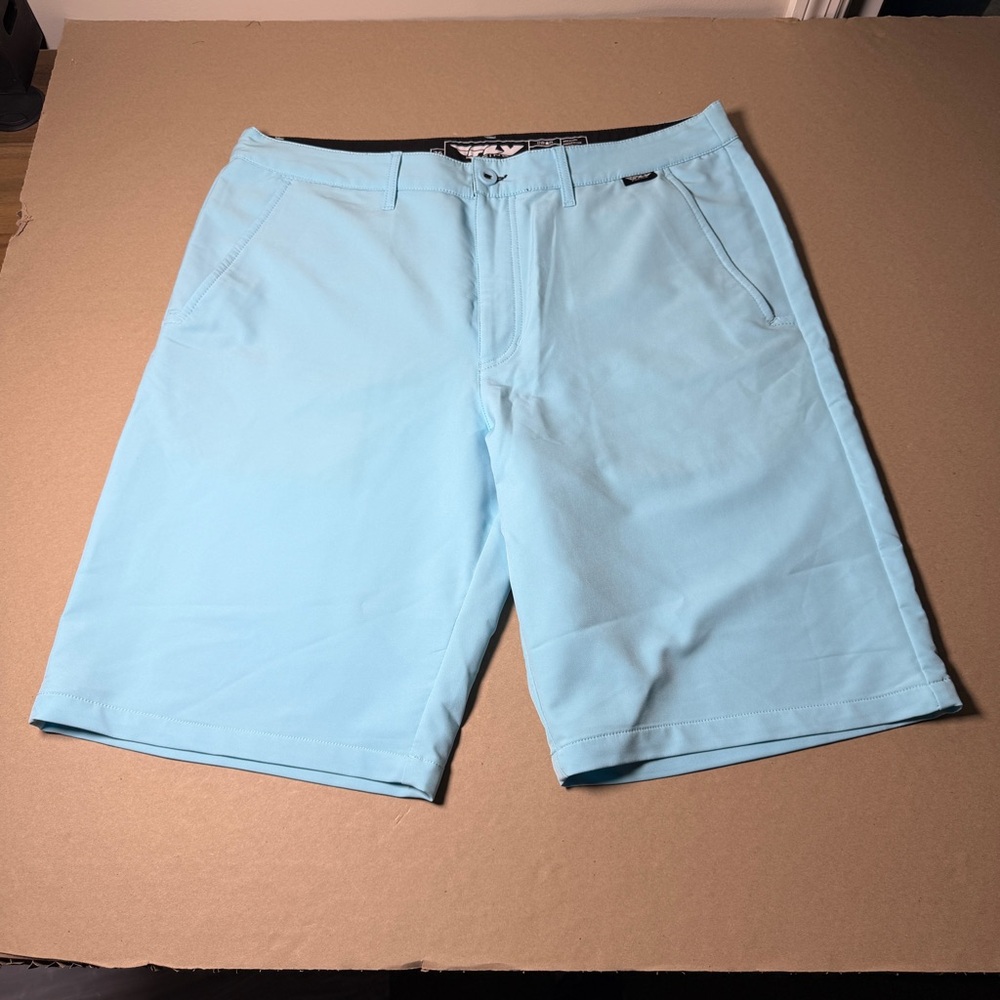 FLY racing motorcross light blue size 36 mens pockets 10.5 inch inseam short